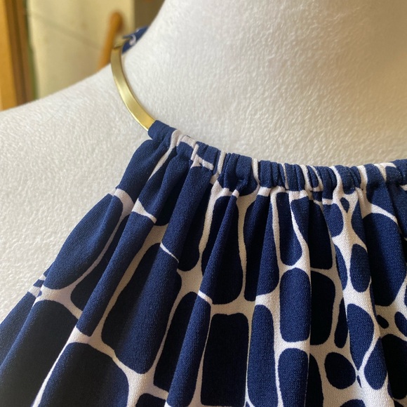 Cache navy white halter mini dress with metal choker - Picture 4 of 12